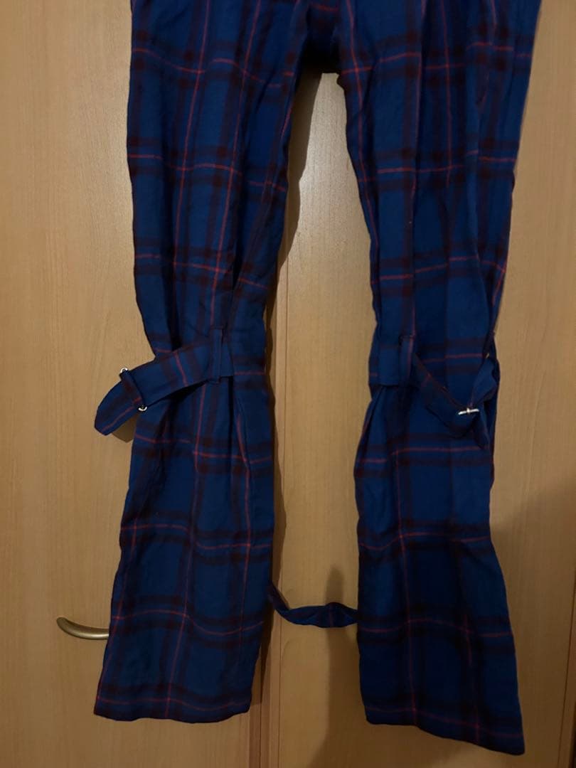タータンチェック ボンテージパンツ 青