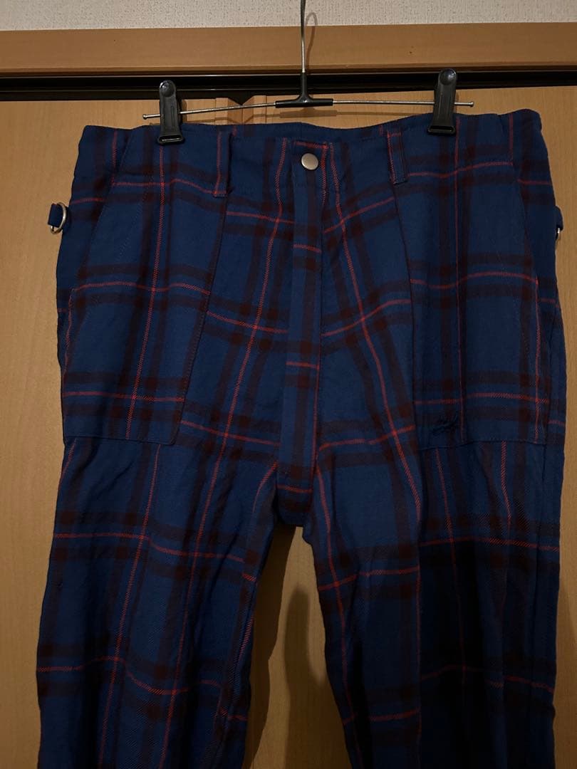 タータンチェック ボンテージパンツ 青