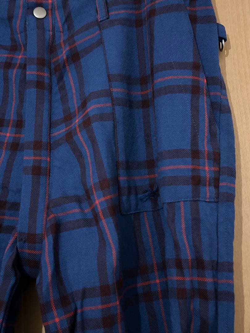 タータンチェック ボンテージパンツ 青