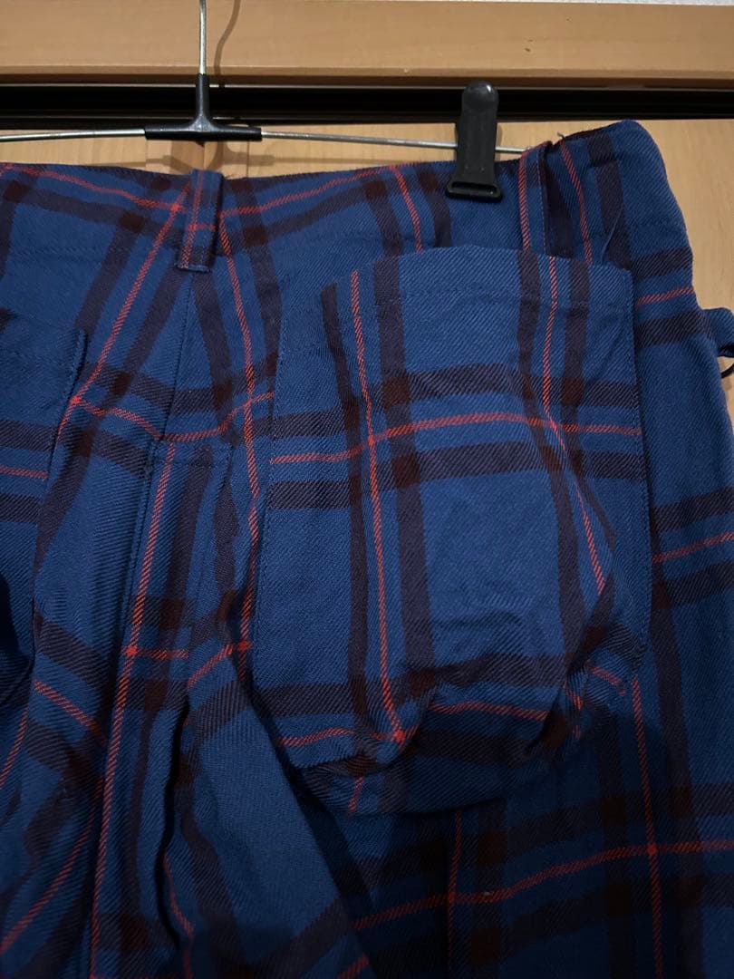 タータンチェック ボンテージパンツ 青