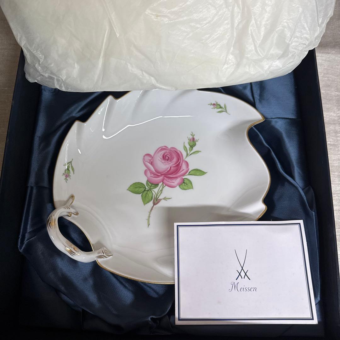 未使用　マイセン　ピンクローズ　皿