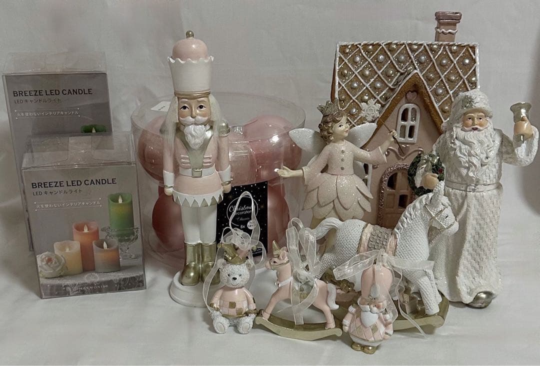 クリスマス 飾り オブジェ 置物 ピンク