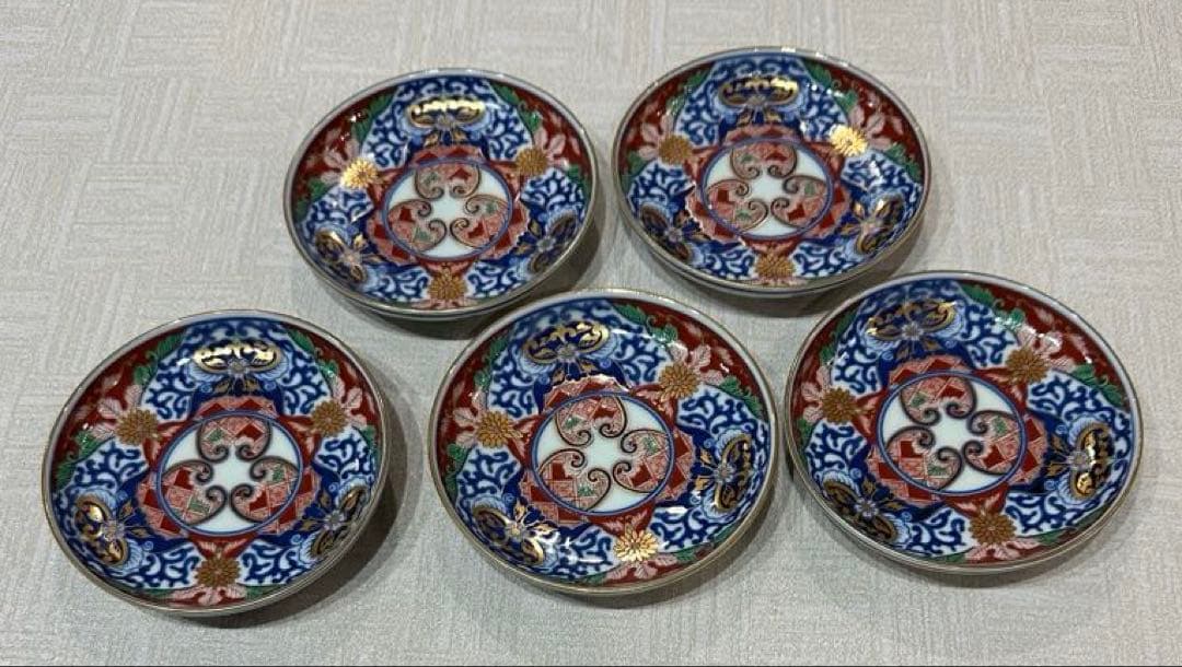 有田焼 賞美堂 其泉窯　古伊万里見込地紋　小皿 5枚セット