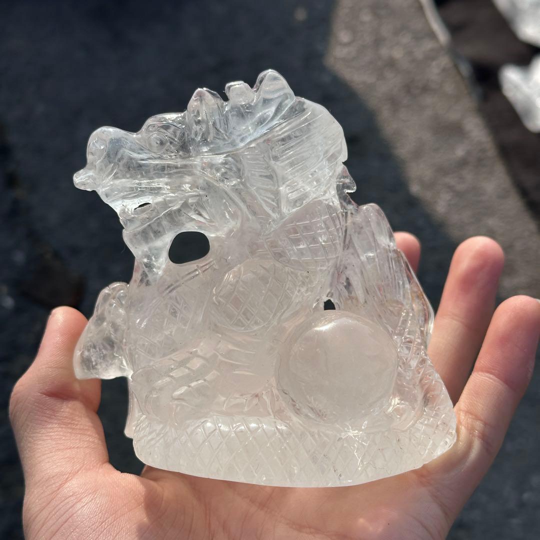 天然石水晶の龍　置物　ご購入前に在庫確認必要　G.219
