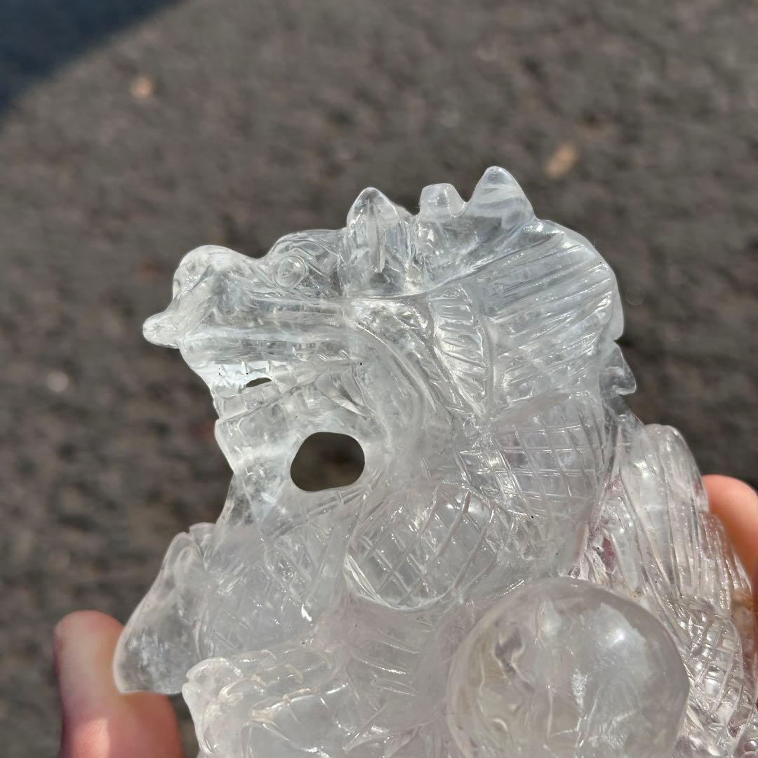 天然石水晶の龍　置物　ご購入前に在庫確認必要　G.219