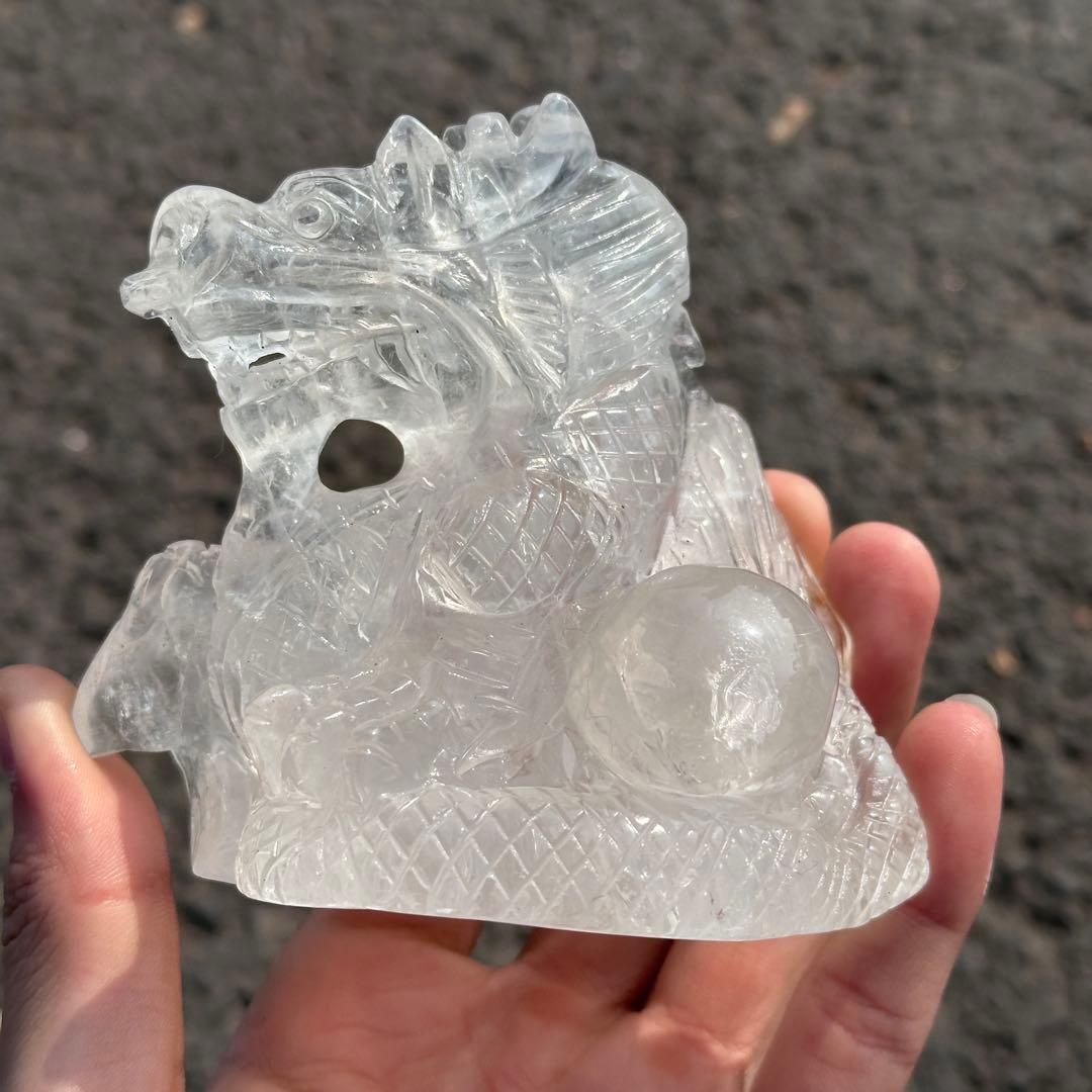 天然石水晶の龍　置物　ご購入前に在庫確認必要　G.219