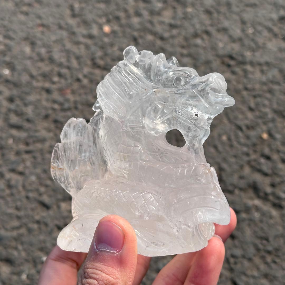 天然石水晶の龍　置物　ご購入前に在庫確認必要　G.219