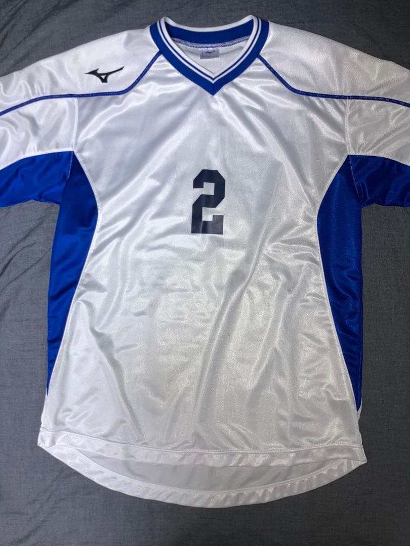 Mizuno サッカー 練習着 ホワイト/ブルー 番号2 数回使用の美品