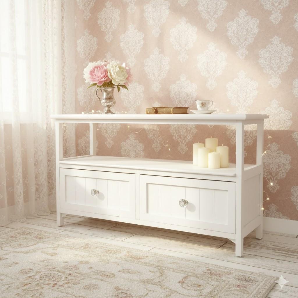 フォロー割【新品】アンティーク調 テレビ台　クリスタル調ハンドル　 幅72㎝