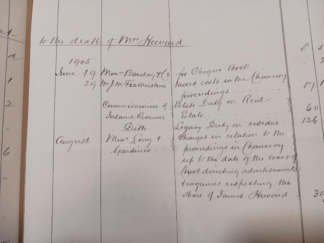 19世紀 英国 遺産会計帳 原本 手書き文書