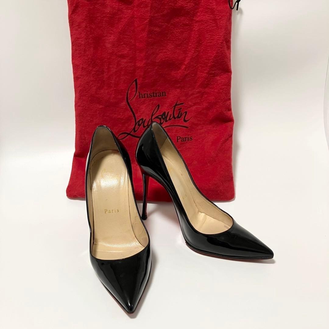 美品 Louboutin ルブタン　ポインテッドトゥ パテントレザー ハイヒール