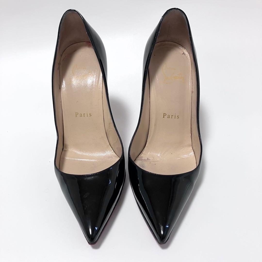 美品 Louboutin ルブタン　ポインテッドトゥ パテントレザー ハイヒール