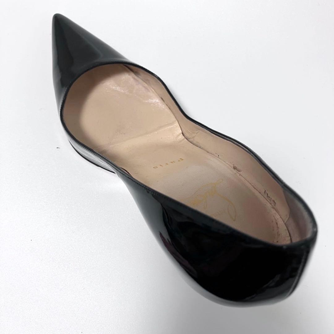 美品 Louboutin ルブタン　ポインテッドトゥ パテントレザー ハイヒール