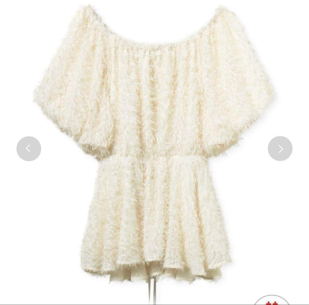 FRAY I.D フレイ フリンジラメジャガード2wayオフショルブラウス