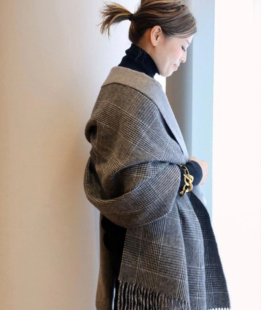 (used)JOSHUA ELLIS ダブルフェイス　ストール　グレー系