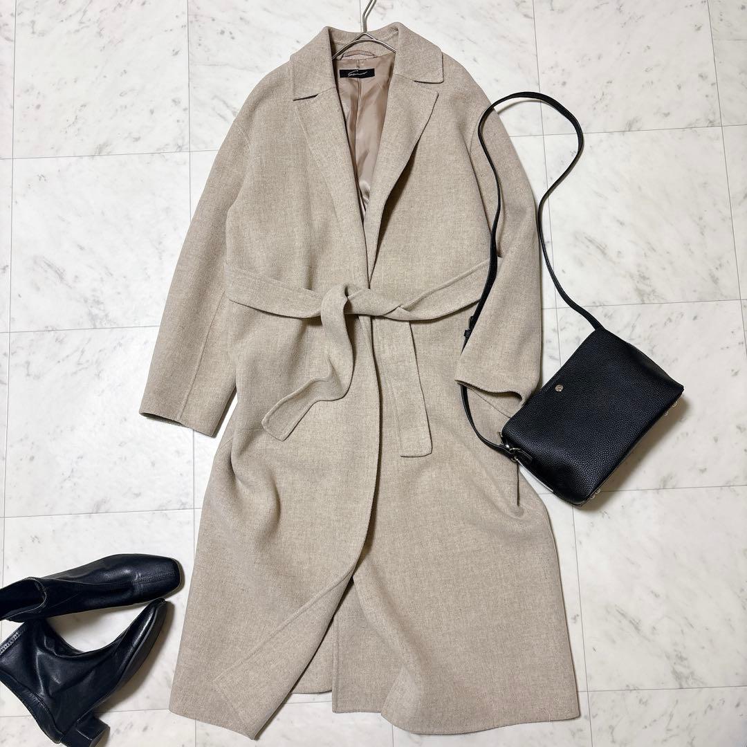 美品 スタニングルアー テーラーリバーコート ロング丈 ゆったり ベルト ガウン