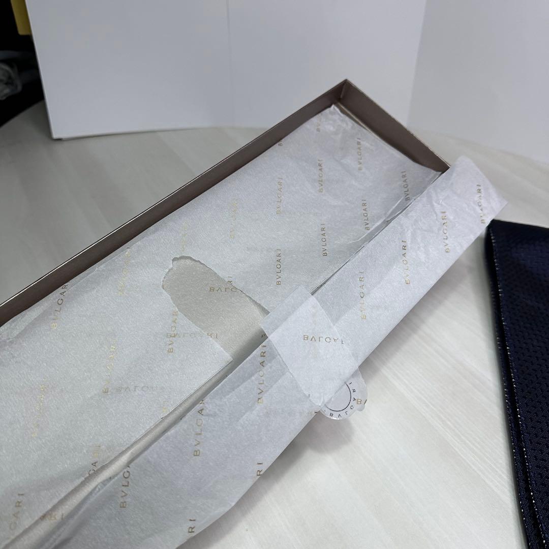 ブルガリ☆ネクタイ☆箱付☆リバーシブル☆ネイビー☆ソリッド☆パターン柄☆550