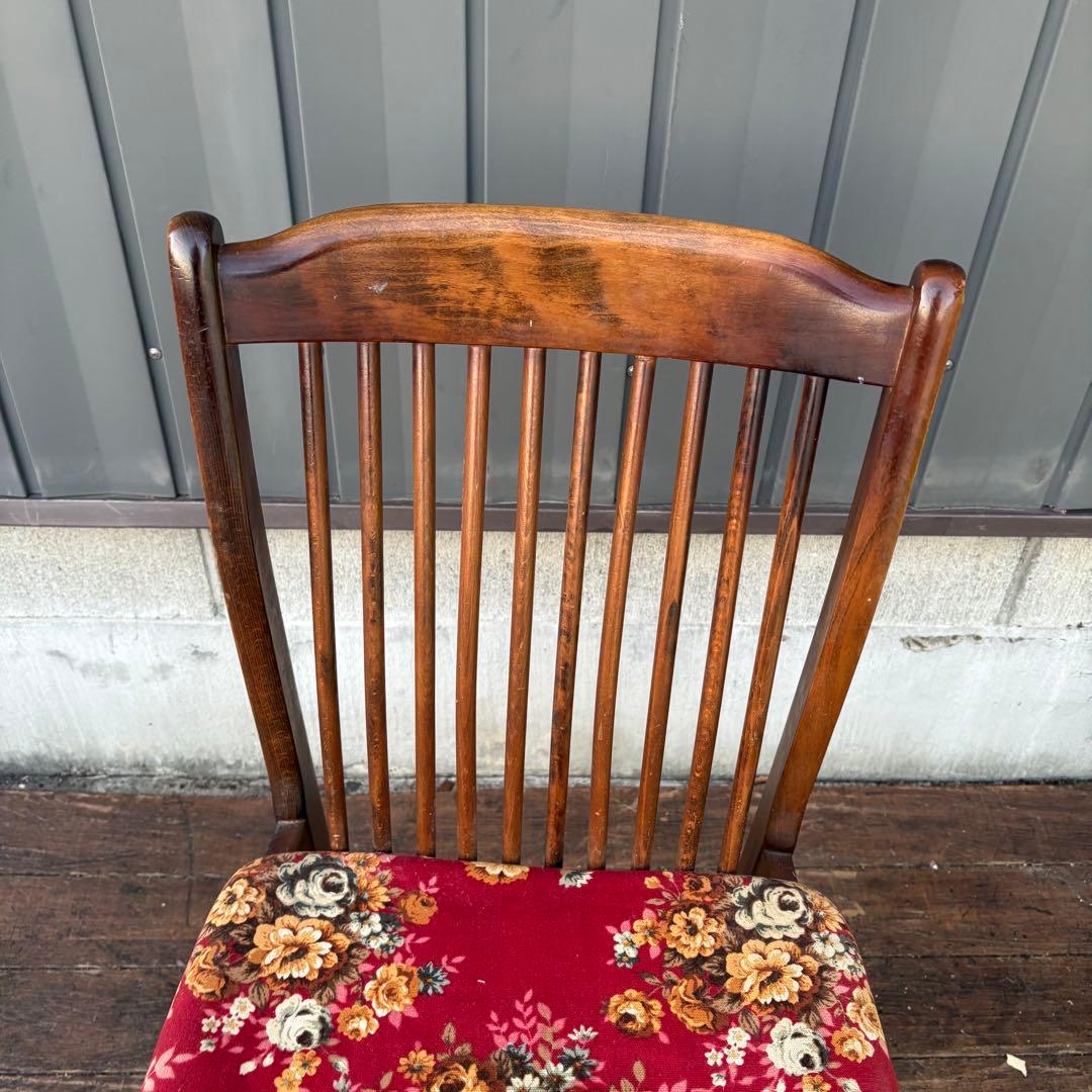B4② 昭和レトロ アイエフ家具 木製 花柄ダイニングチェア ビンテージ 古家具
