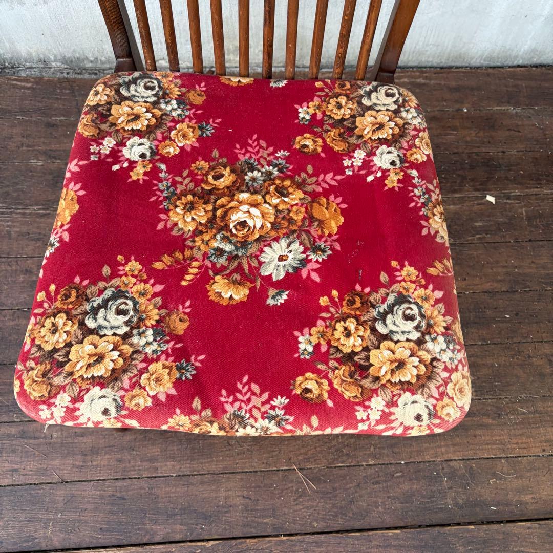 B4② 昭和レトロ アイエフ家具 木製 花柄ダイニングチェア ビンテージ 古家具