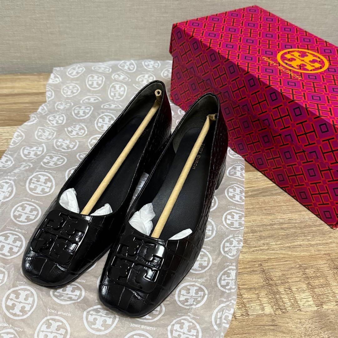 【新品 未使用】Tory Burch ブラック パンプス ヒール クロコダイル