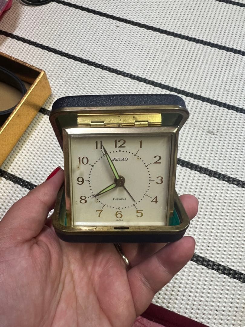 SEIKO トラベルアラームクロック ゴールド/グリーン ヴィンテージ物　昭和