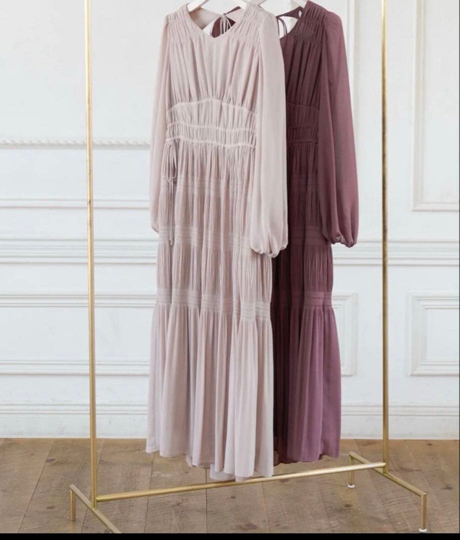 k様　Majolica Pleated Chiffon Long Dress