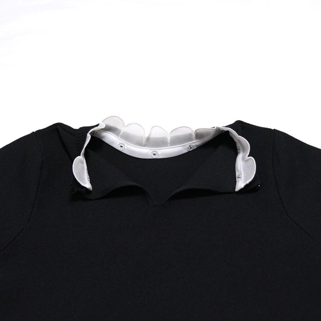 ella selectshop プルオーバー　スカラップニット襟付き　ブラック