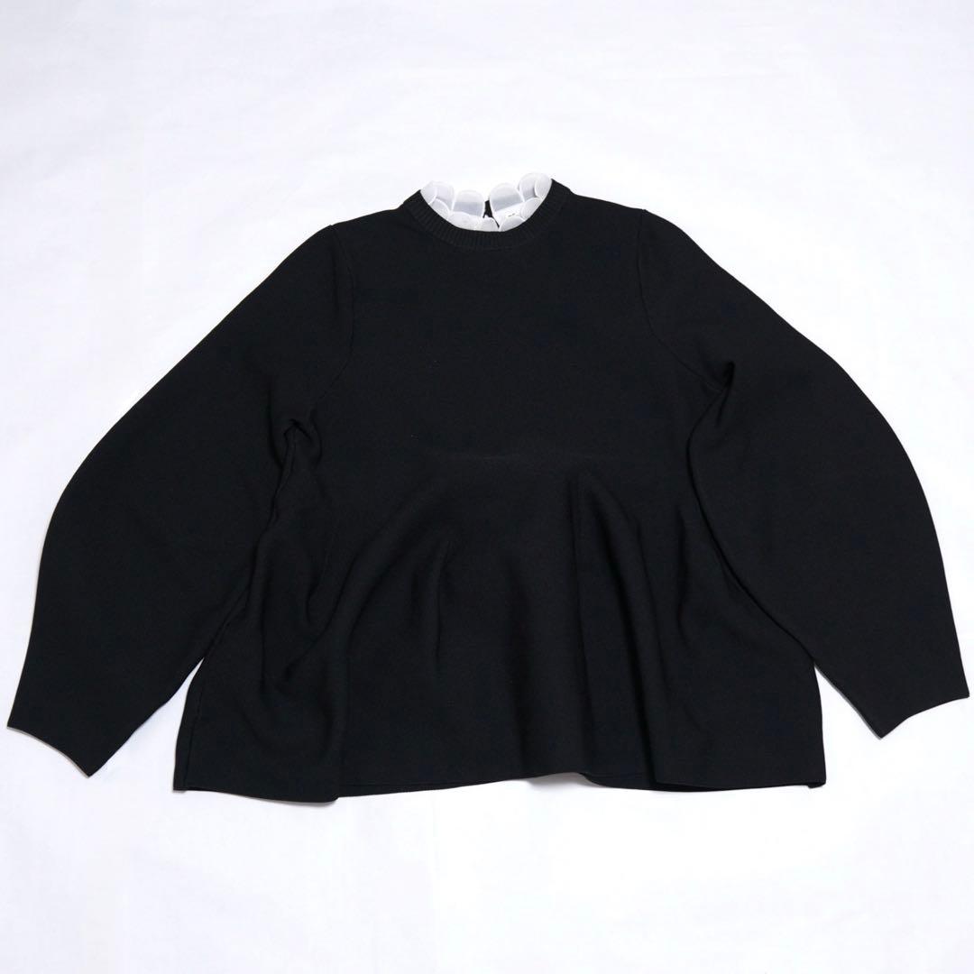 ella selectshop プルオーバー　スカラップニット襟付き　ブラック