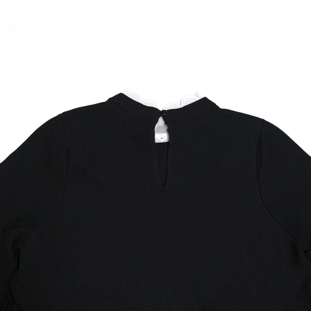 ella selectshop プルオーバー　スカラップニット襟付き　ブラック