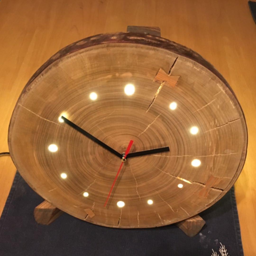 桜切株置き時計　掛け兼用　typeA 完全オリジナル品