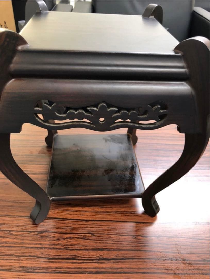 ミニ中卓　花台　香炉台　中国美術 唐木　アンティーク　レトロ　黒丹　⑥