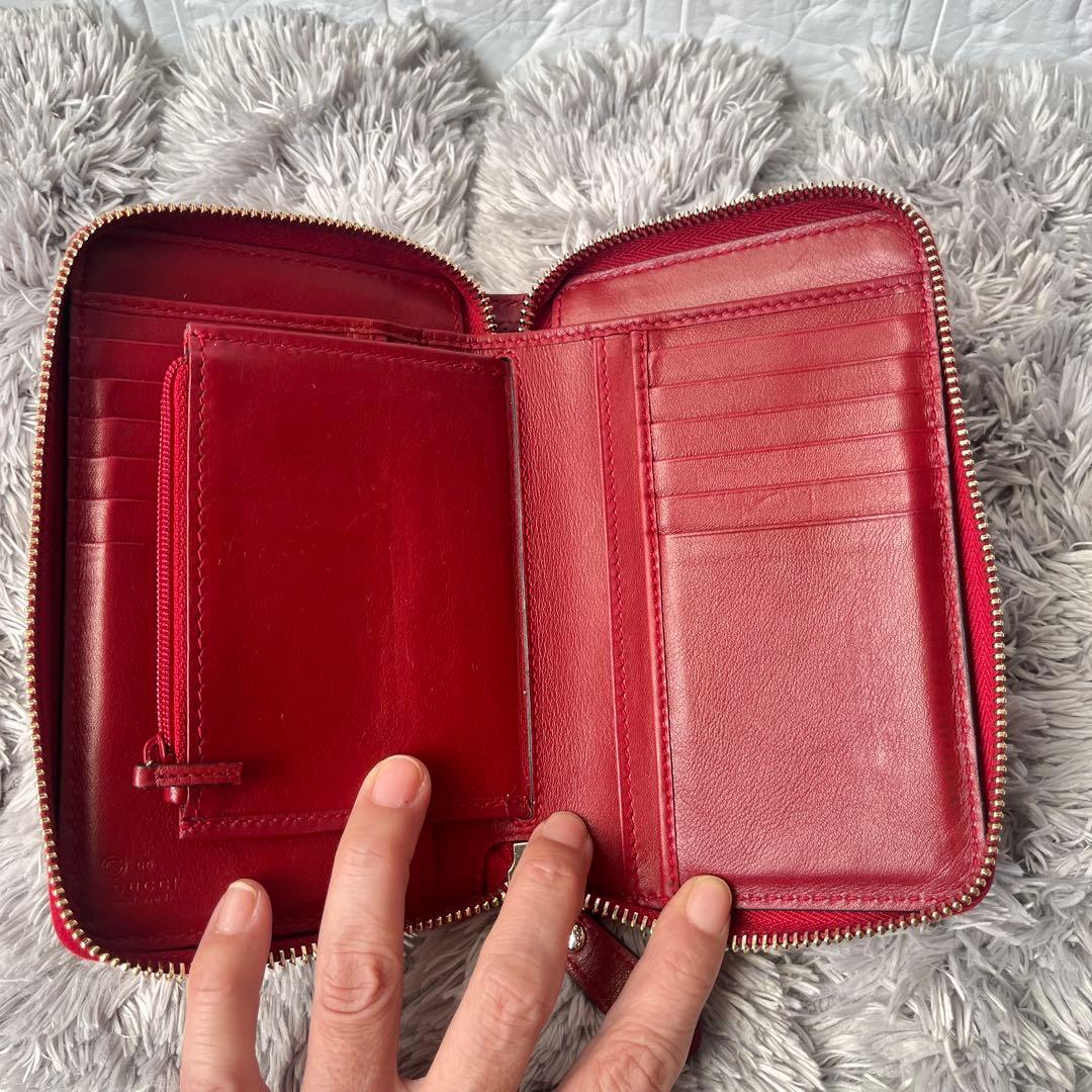 極美品✨GUCCI マイクロシマ　マキシサイズ　財布　ラウンドジップ　レッド