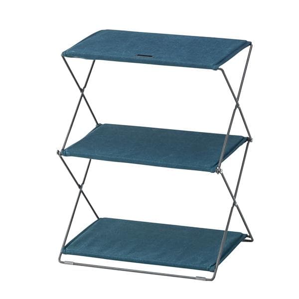 持ち運び 移動簡単 3段 隙間収納 ネイビー オープンラック シェルフ 飾り棚