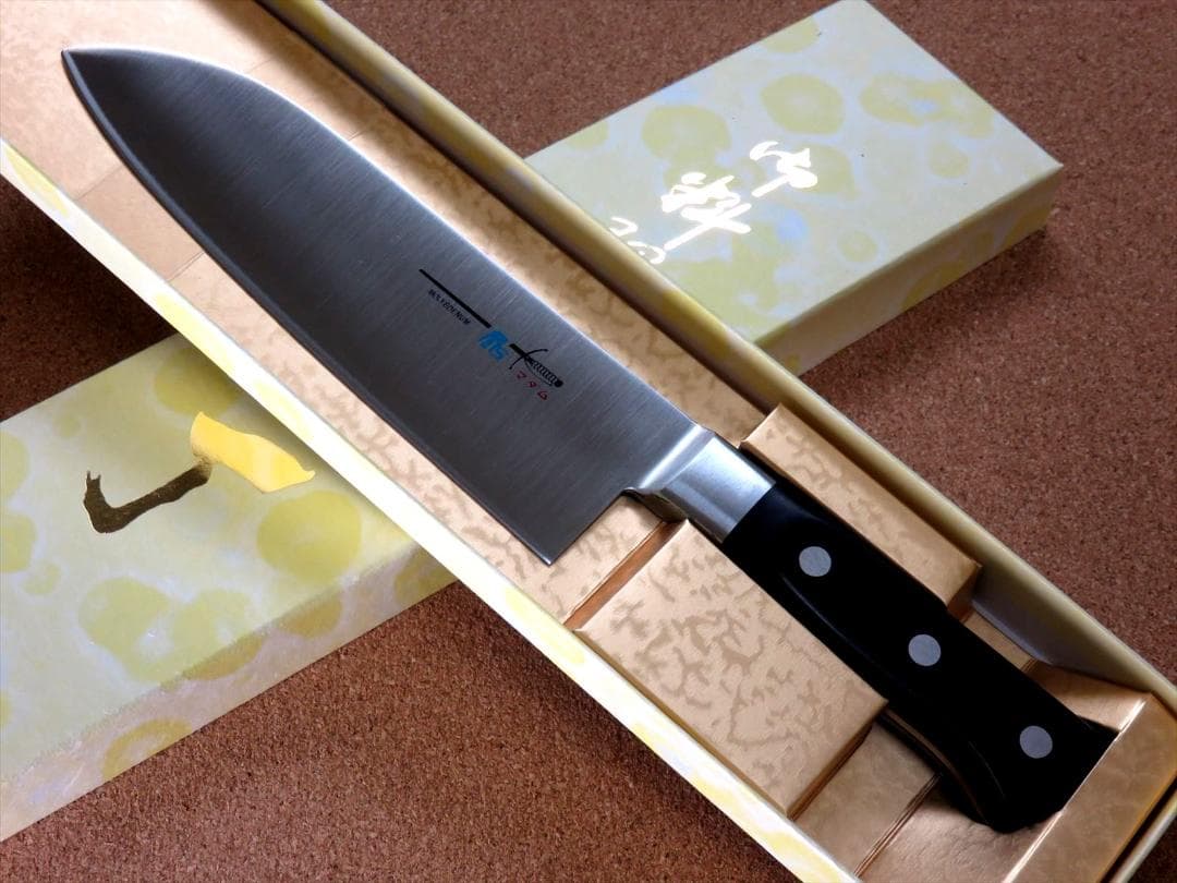 関の刃物 三徳包丁 170mm クロムモリブデン 口金付 肉切り 両刃 万能包丁