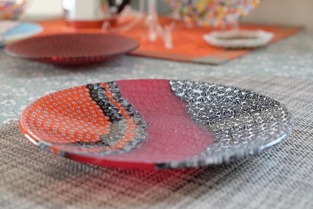 ベネチアングラス ミルフィオリ プレート ムリーニ ガラス 江波冨士子 田子美紀