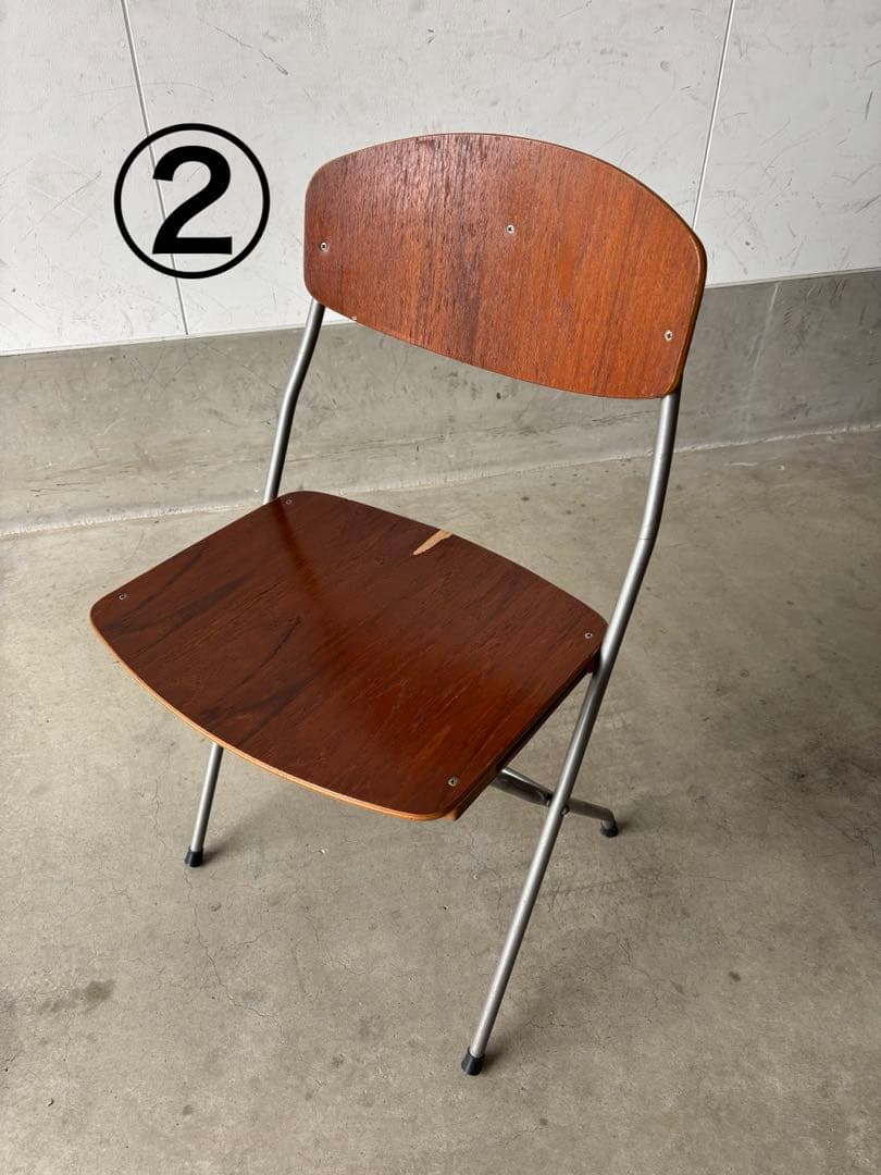 デンマークアンティークフォールディングチェア二脚