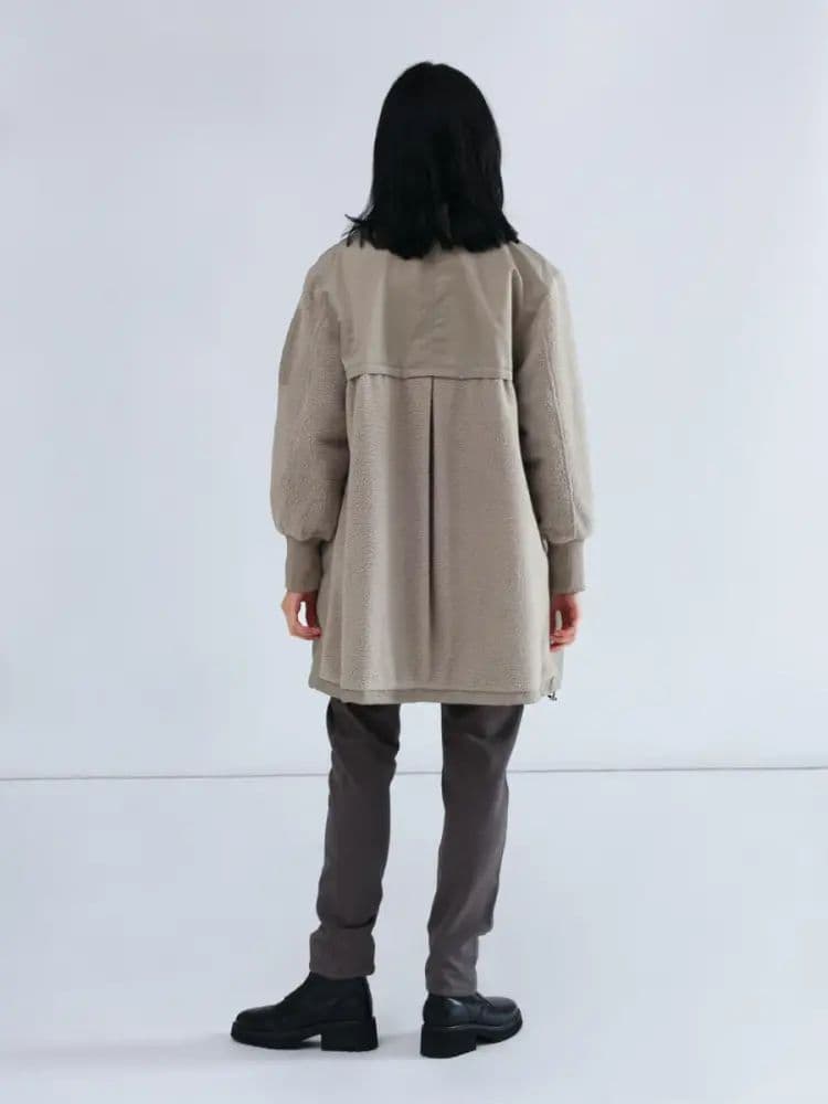 りーちゃん様 異素材ドッキングミリタリーロングコート ベージュ ヤマダヤ