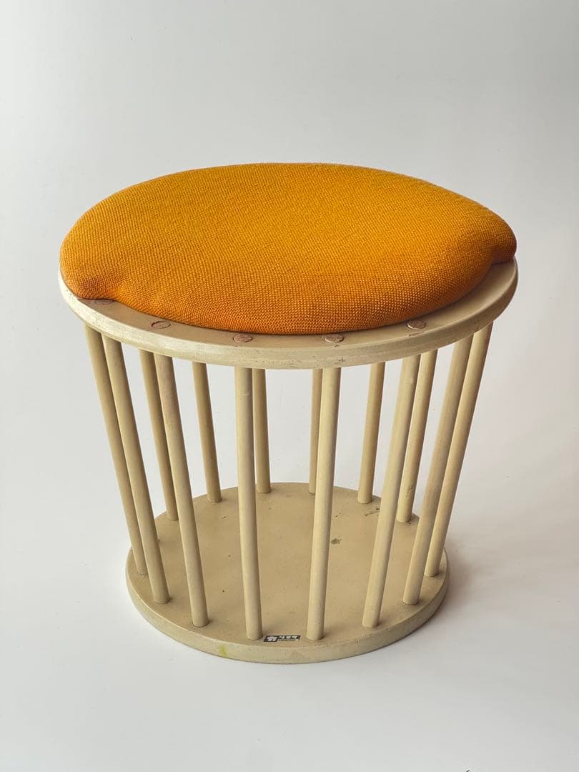 オールドカリモク 円形スツール 椅子 当時物 昭和レトロ ミッドセンチュリー