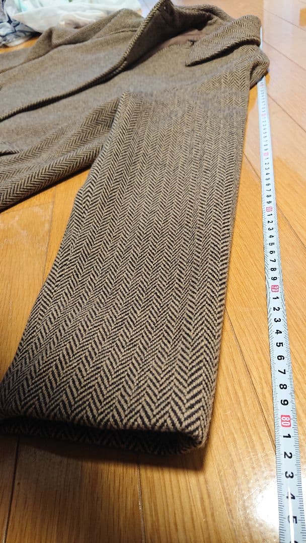 美品「SOUTIENCOL」ヘリンボーンツイードロングコート