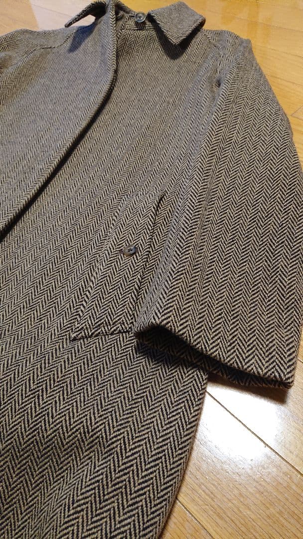 美品「SOUTIENCOL」ヘリンボーンツイードロングコート