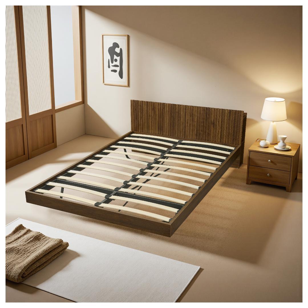 ダブル.べッド ウォールナット色 収納付き Walnut【Dダブル.べッド】