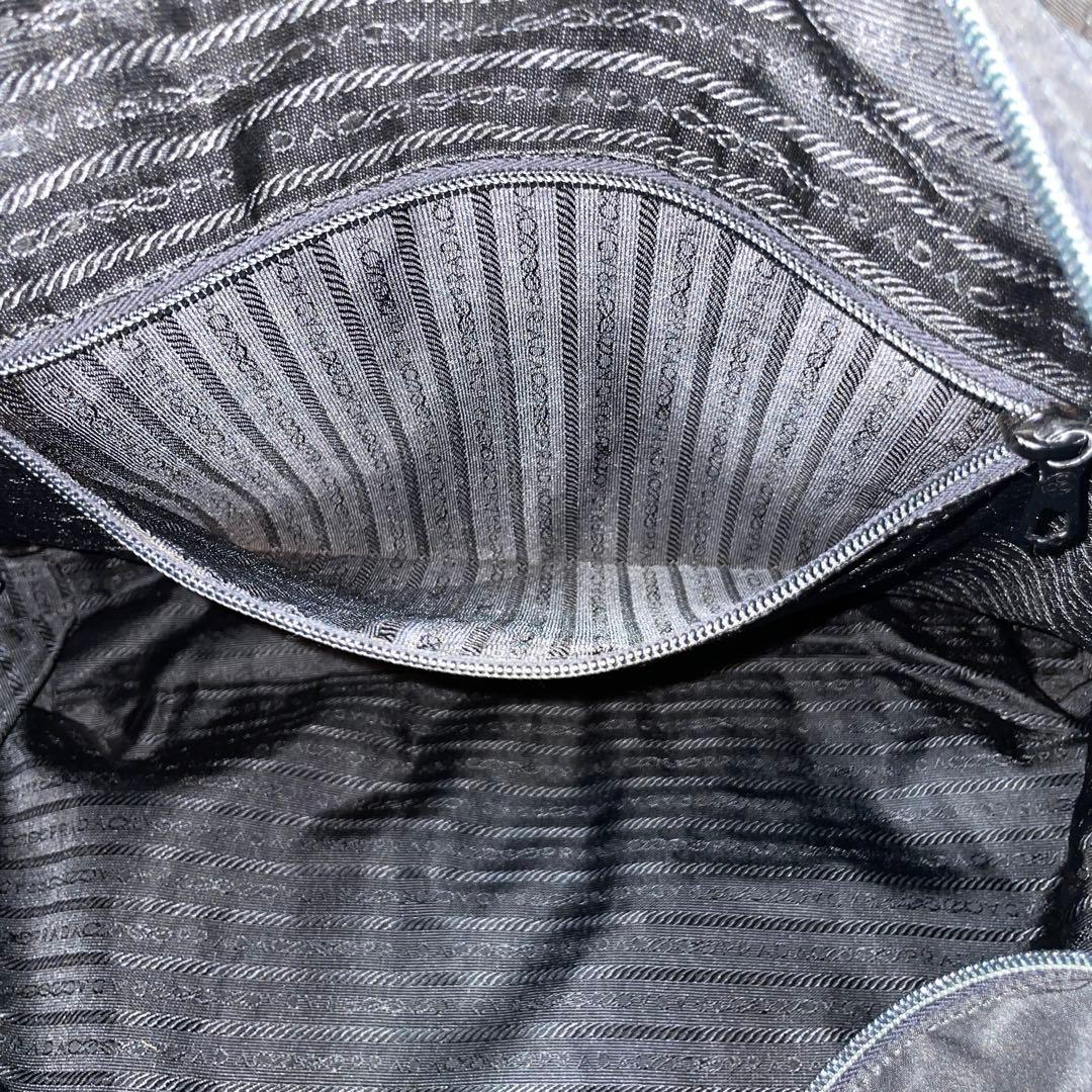 【美品】PRADA プラダ　ボストンバッグ　トート　ナイロン　刺繍　ブラック　黒