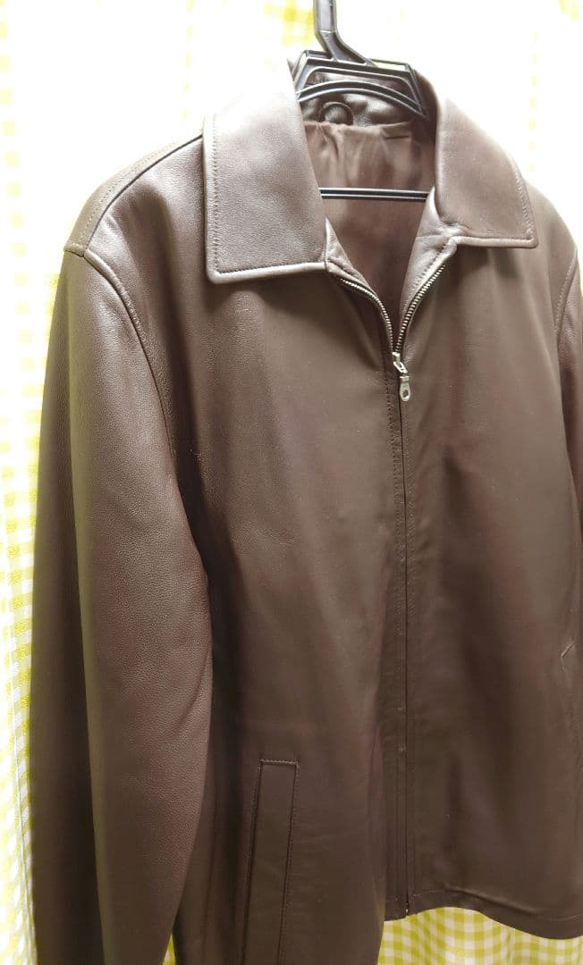 ブラウンレザーシングルライダースジャケット
