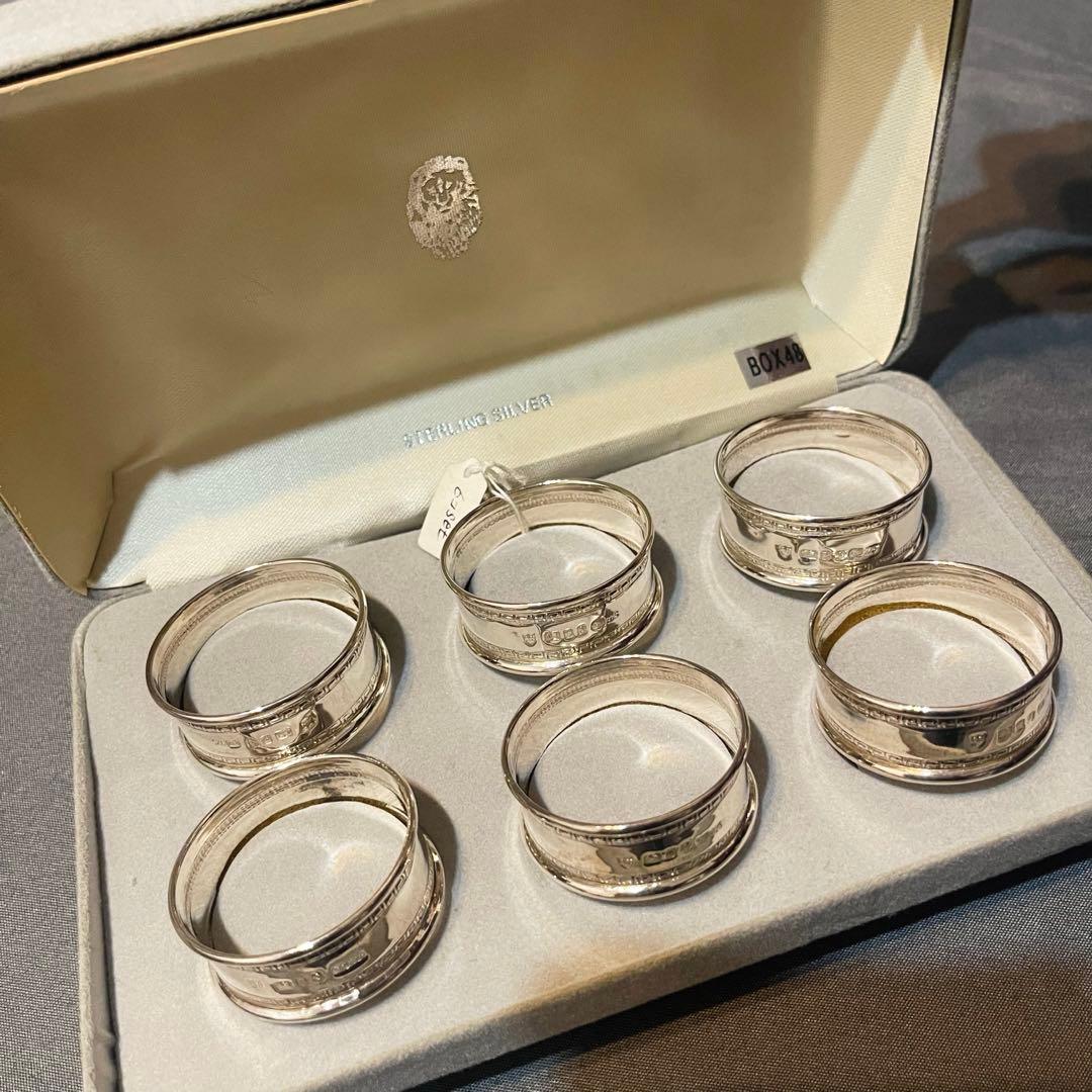 希少　英国　スターリングシルバー ナプキンリングセット 6個　刻印　アンティーク