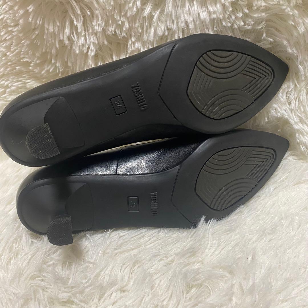 ✨美品✨YOSHITO レザーパンプス 24cm ポインテッドトゥ 黒　ブラック