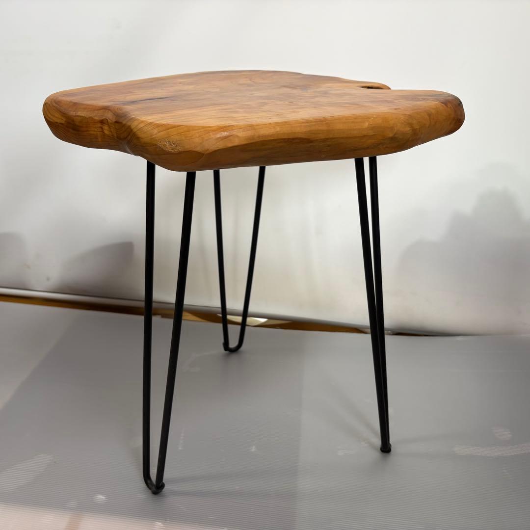 天然木　一枚板　サイドテーブル　コーヒーテーブル　アイアン