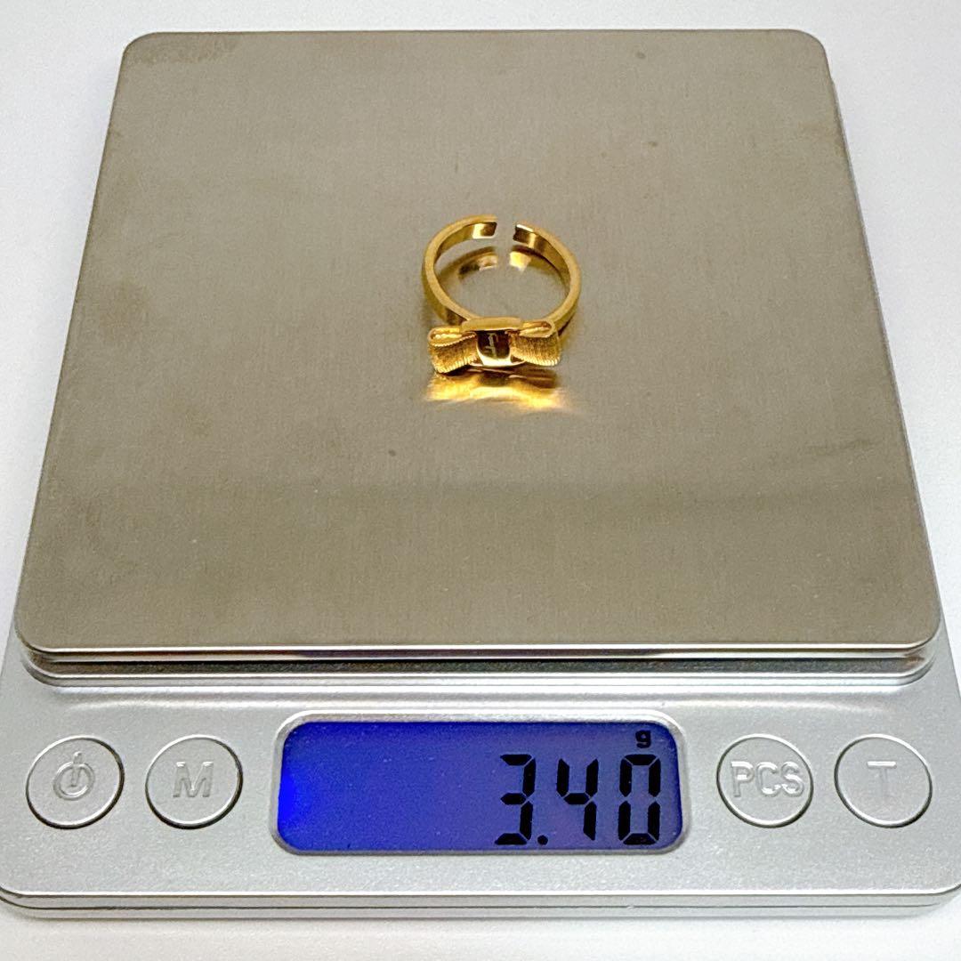 【12号 美品 付属品付】FERRAGAMO ヴァラ リボン リング ゴールド