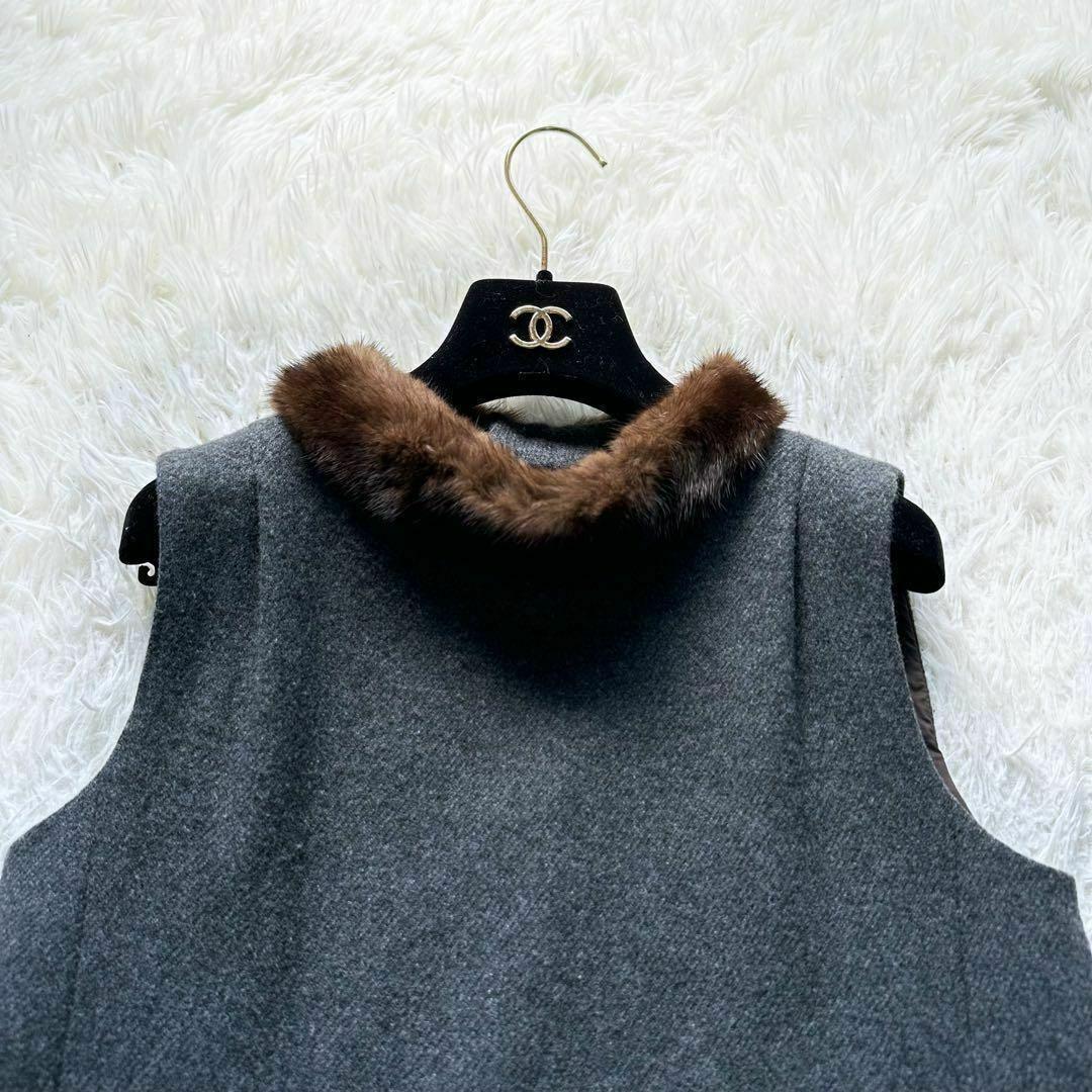 デイジーリン　FOXEY ミンクファー付きノースリーブワンピース　グレー　L