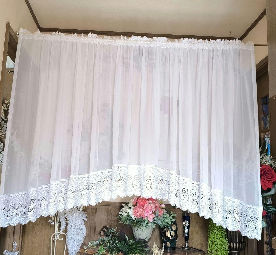 カフェカーテン【Ｓｅｏ様オーダー品　レースアーチカーテン】ハンドメイド