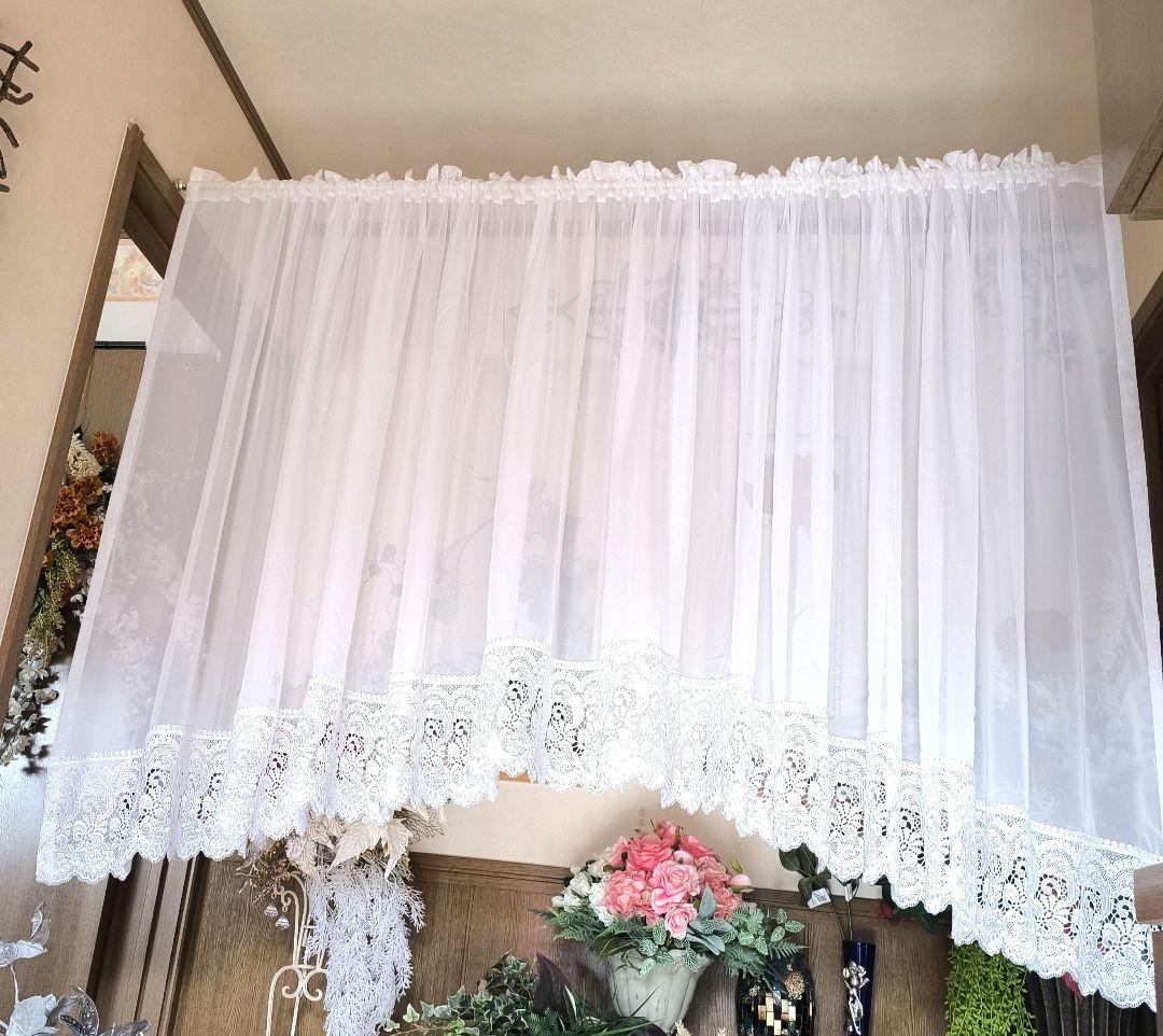 カフェカーテン【Ｓｅｏ様オーダー品　レースアーチカーテン】ハンドメイド